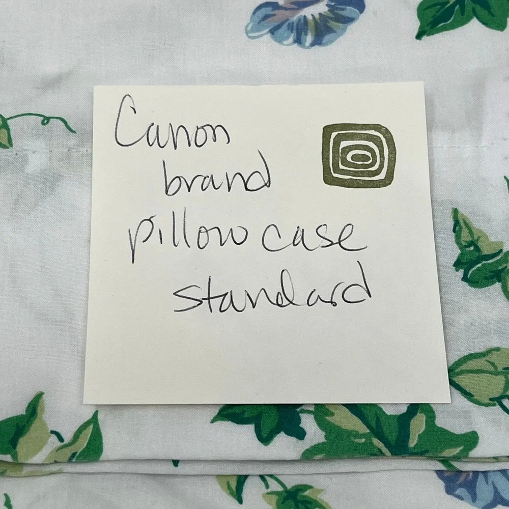 Vintage Cannon Morning Glory Floral Pillowcase Standard Blue Green White USA